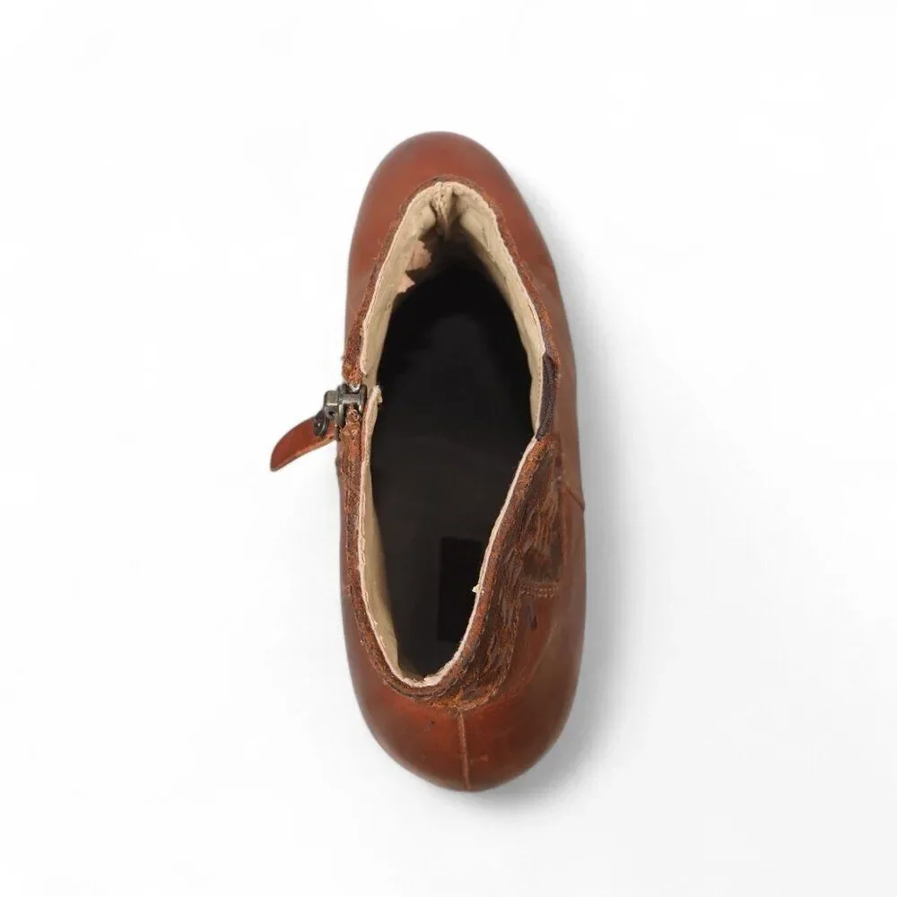 OluKai Kamahoi Side Zip Heeled Booties Brown‎ Leather (Damage) Women's 8